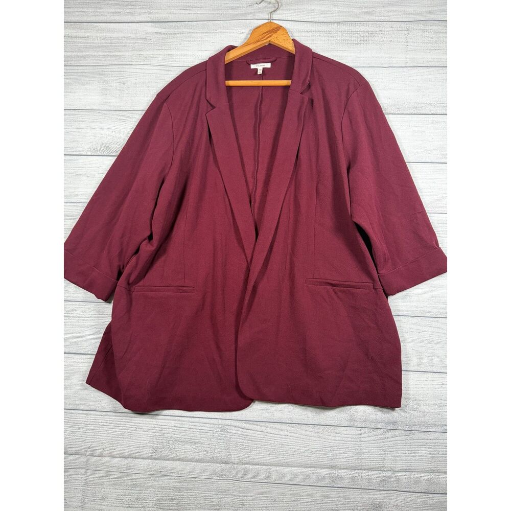 Maurices Women’s 3X Burgundy Open Front 3/4 Sleeve Blazer Jacket 4273